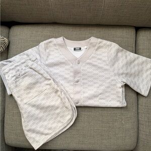 Kith Kids Light Gray Logo-Print Matching Set